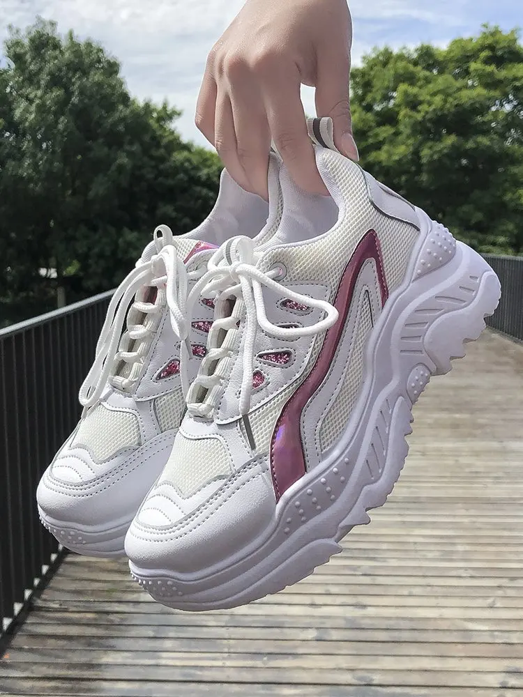 Mhysa Women Sneakers Fashion Casual Shoes Woman Comfortable Breathable Mesh Flats Female Platform vulcanized shoes T1092