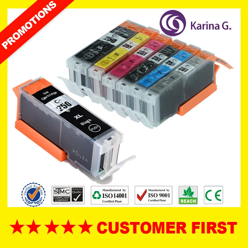 Совместим с Canon PGI250 CLI251 PGI 250 чернильные картриджи для PIXMA MG6320 MG7120 IP8720 MG7520 и т.