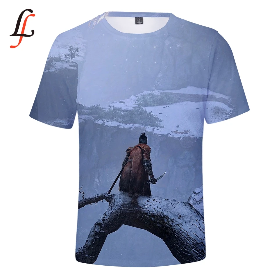 Футболка SEKIRO с принтом теней умирает дважды Повседневная рубашка круглым