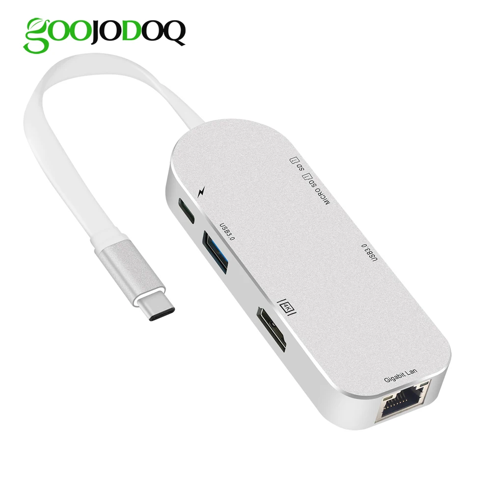 USB C хаб HDMI Ethernet адаптер для Macbook Pro Thunderbolt 3 Type Gigabit Lan 4k кард ридер + источник