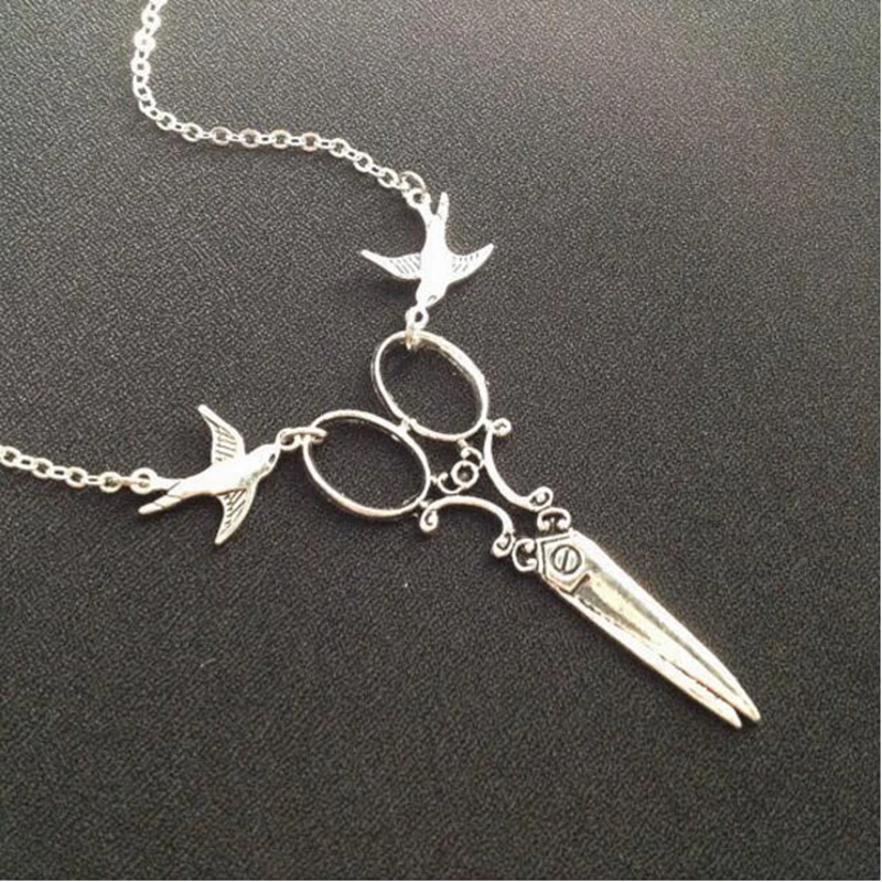 Ожерелье с кулоном в виде птицы ножницы для парикмахеров ювелирных изделий