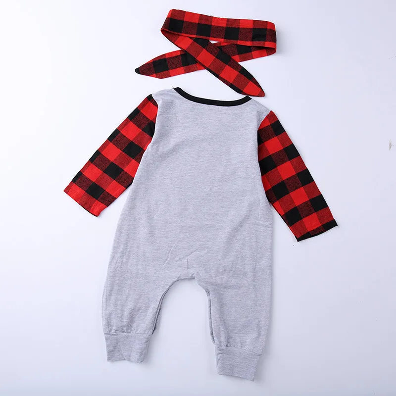Eafreloy Autumn Toddle Newborn Baby Boy Girl Long Sleeve Romper Plaid Body Suit Jumpsuit Headband 2PCs Outfits Clothes NEW L243 | Детская