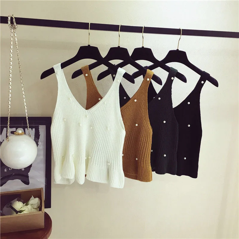 Винтажный осенний 2017 весенний женский маленький резервуар милый сексуальный