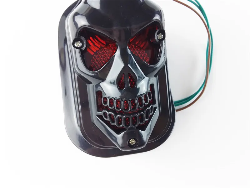 1 шт. мотоцикл DC 12 В лампы накаливания Универсальный черный череп красный + синий