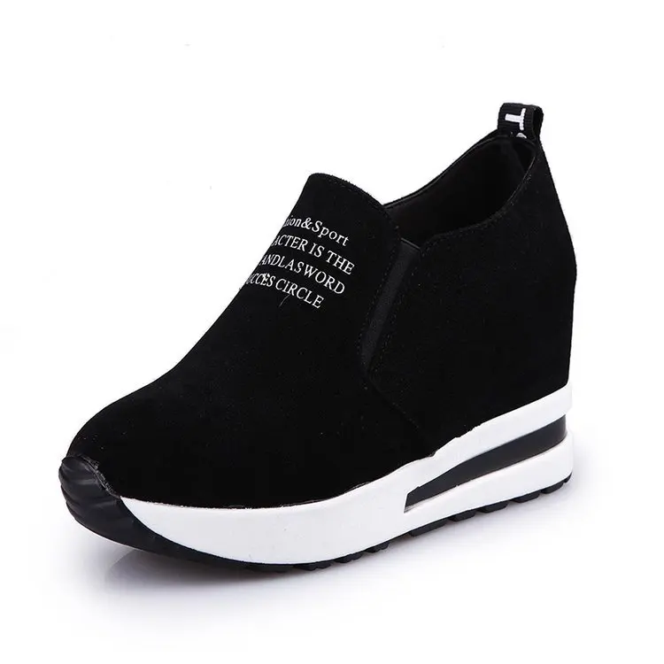 Cool Black Прямая поставка; женские лоферы на плоской платформе; tenis feminino; женская обувь из флока; сезон весна-осень; повседневная обувь без застежки; ZSTM46 - Цвет: Cool Black