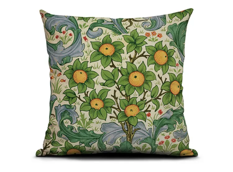 Sweetenlife Plant&Animals Pattern Chair Cushion 20in X 20in Retro Pillow Cover Light Linen Material Throw Pillow Case Wholesale