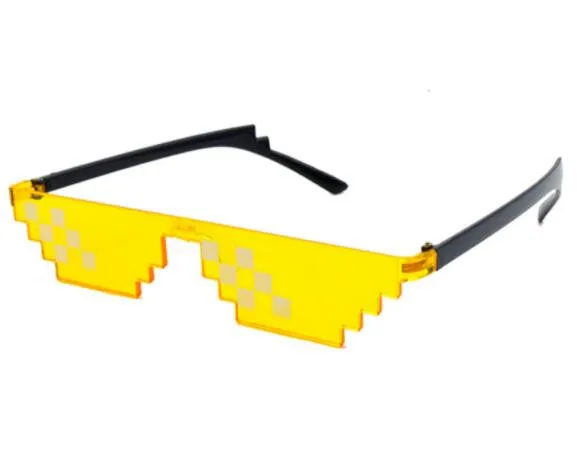 Yellow 2 Очки Thug Life, солнцезащитные очки для женщин, мозаичные пиксельные солнцезащитные очки для мужчин, 8 битов, стильные пиксельные красные, желтые, синие, черные очки - Цвет линз: Yellow 2