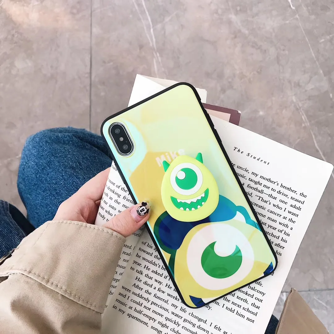Cute Cartoon Blu-ray Mike Stitch Big eyes Alien Case For iPhone 6 6s 7 8 Plus X XS MAX XR With bracket toy doll Cover Fundas |