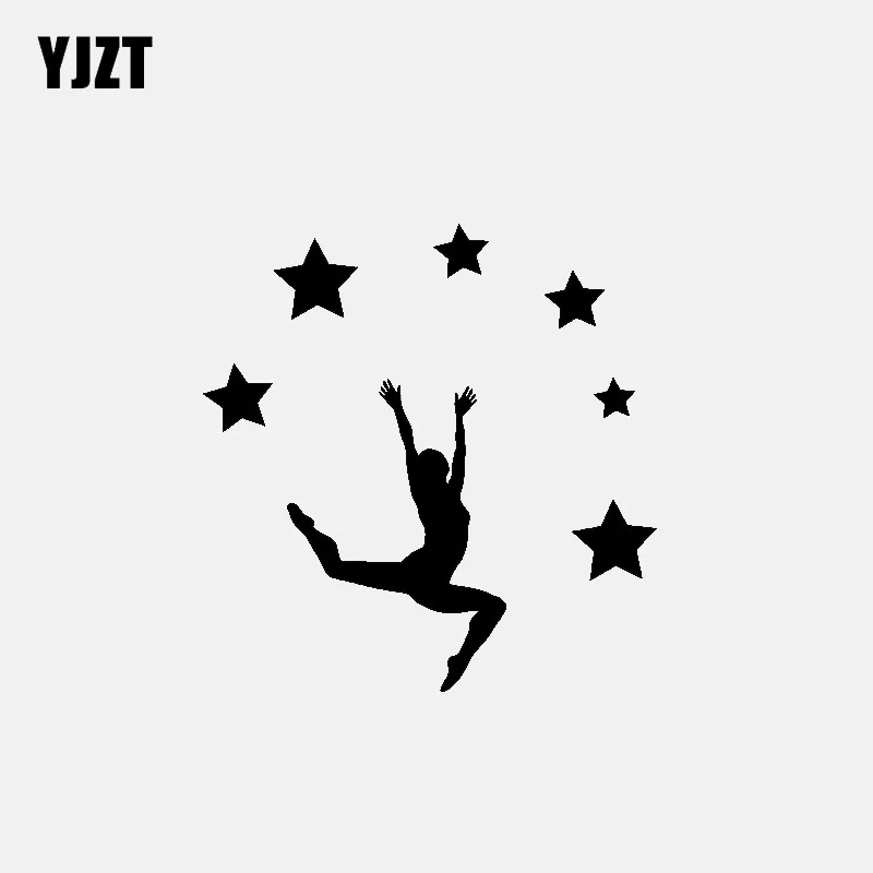 

YJZT 13,3 см * 13,6 см Виниловая наклейка с изображением танцующей девушки и милой звезды, автомобильная наклейка, черный/серебристый цвет