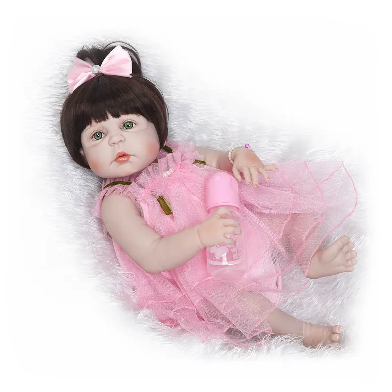 Кукла новорожденная силиконовая 55 см с красивыми белыми глазами|bebe reborn baby dolls|reborn