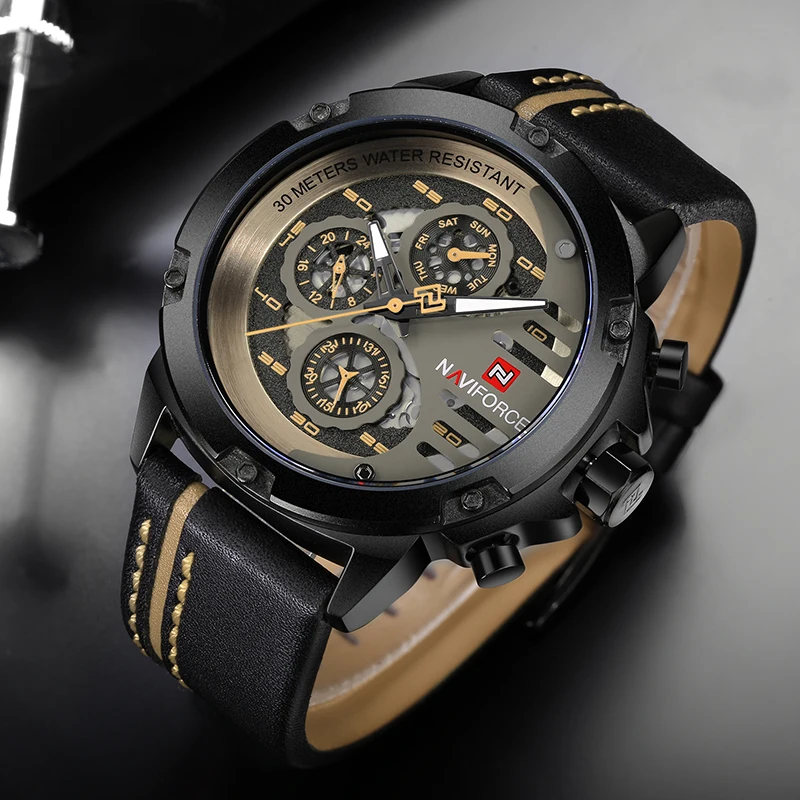 Часы наручные NAVIFORCE Мужские кварцевые брендовые Роскошные водонепроницаемые