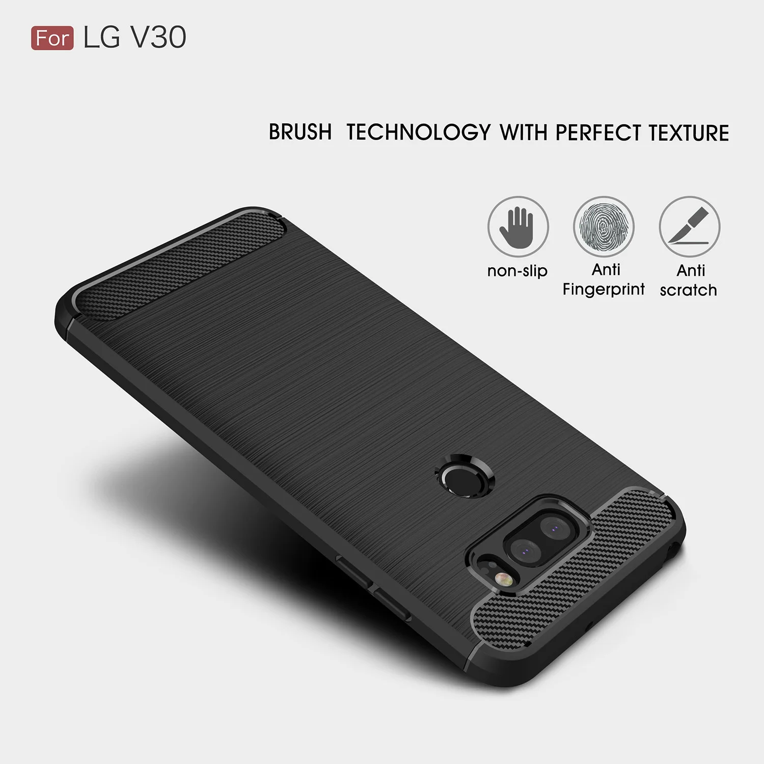 UPaitou for LG V30 Case Ultra Slim Thin Carbon Fiber Cases Scratch Resistant Shock Absorption Soft TPU Cover V30+ |