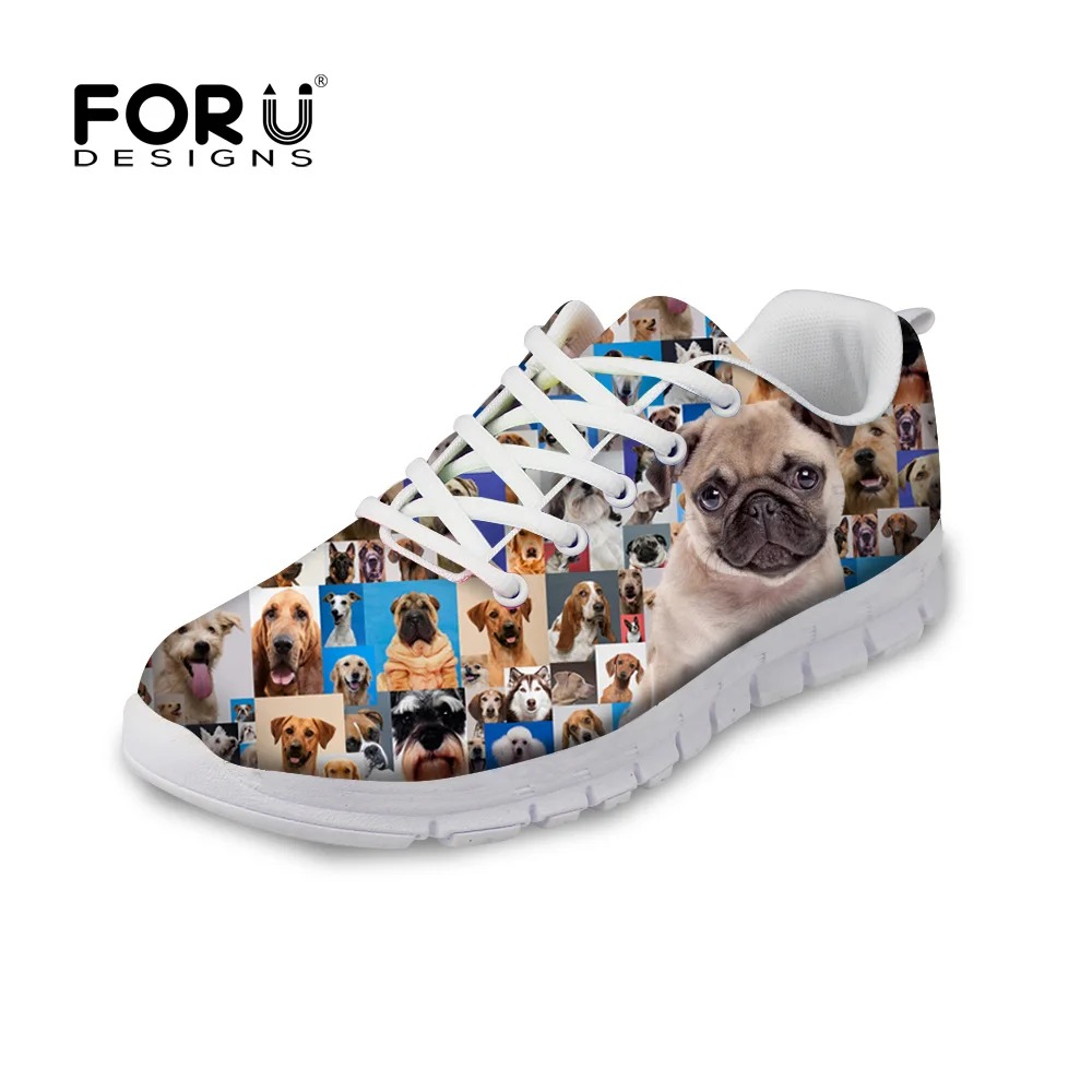 Женские туфли на плоской подошве FORUDESIGNS с рисунком животных мопса повседневные