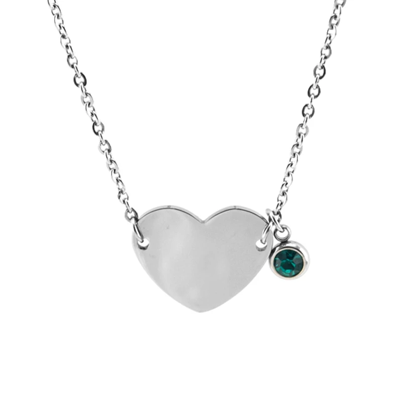birth stones Heart Choker female women jewelry lucky stone charm gift Rolo chain Stainless steel Necklace pulseras mujer | Украшения и