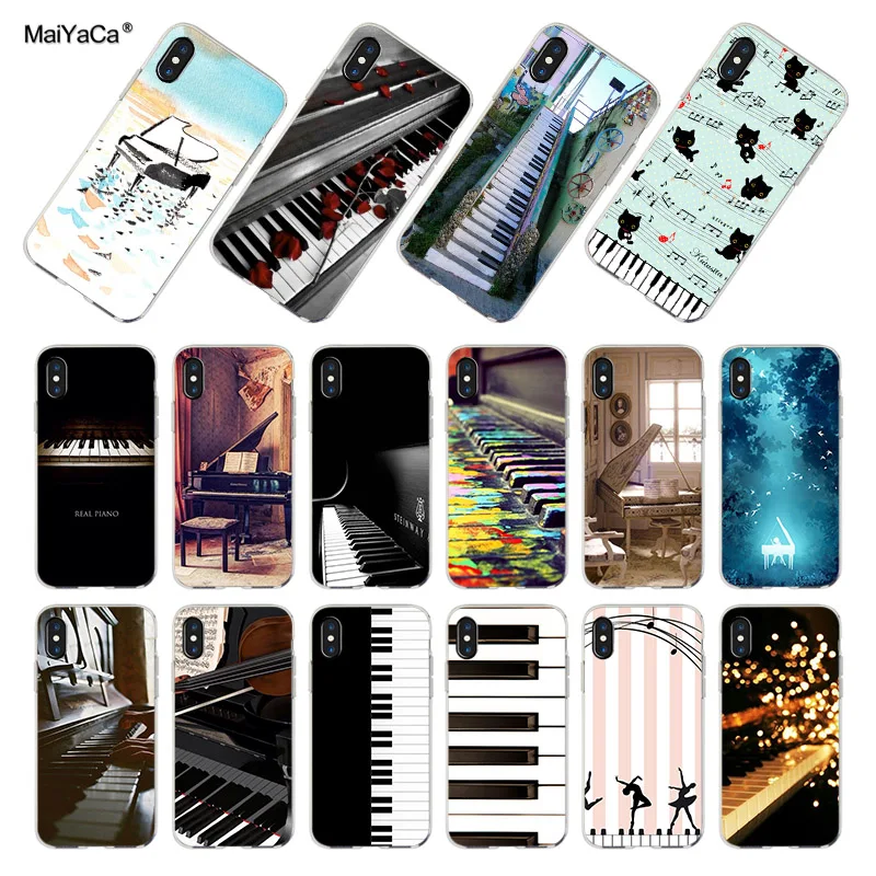 

MaiYaCa Piano Keys Musical lover gift Transparent TPU Soft Cell Phone Protective Cover For iPhone XS XR 6s 7 7plus case