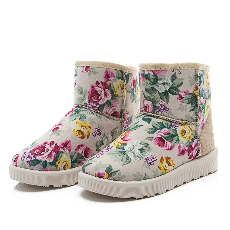 2017 New Winter Floral Tube Female Warm Snow Boots Shoes | Обувь
