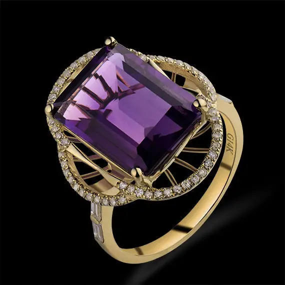 LOVERJEWELRY лидер продаж Винтажное кольцо с изумрудной огранкой 10x14 мм из желтого