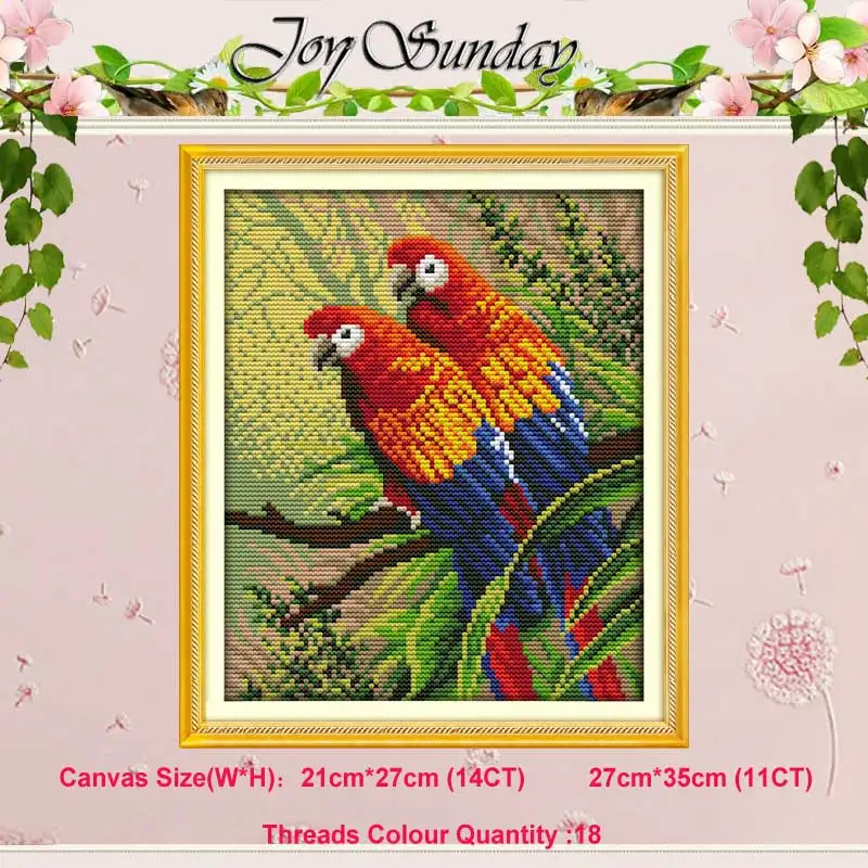 Two parrots Parrot Scarlet macaw animals Счетный 11 14CT Набор для вышивания крестиком DIY DMC Китайский Набор для вышивания крестиком вышивка рукоделие домашний декор - Цвет: Two parrots