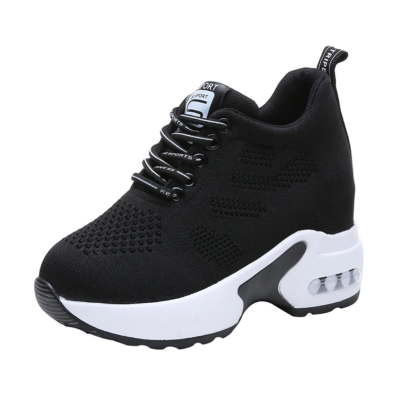 Женские сетчатые кроссовки на платформе белые уличные танкетке 9 5 см