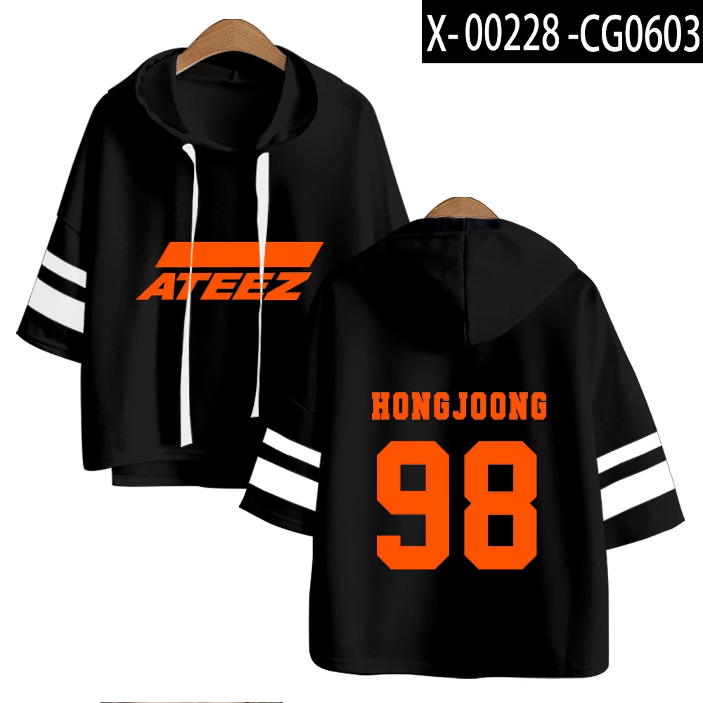 ATEEZ kpop толстовки с капюшоном ривердейл короткий рукав Харадзюку модные толстовки женские крутые весенне-летние ATEEZ kpop одежда хип-хоп одежда - Цвет: D