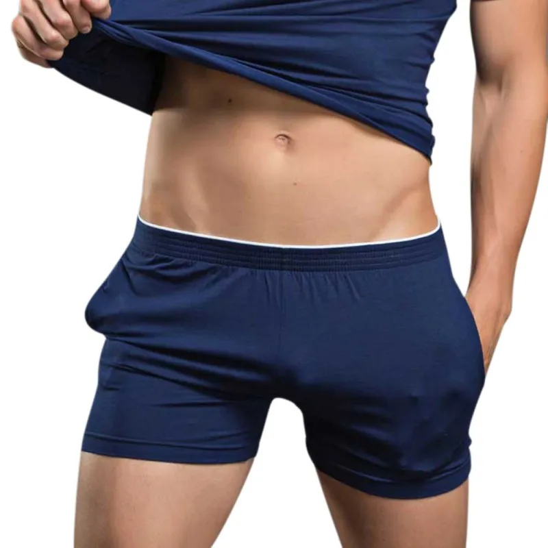 Deep blue Новые мужские однотонные Cashal шорты из модала мягкие удобные домашние пижамы мужские шорты медленно наслаждайтесь жизнью - Цвет: Deep blue