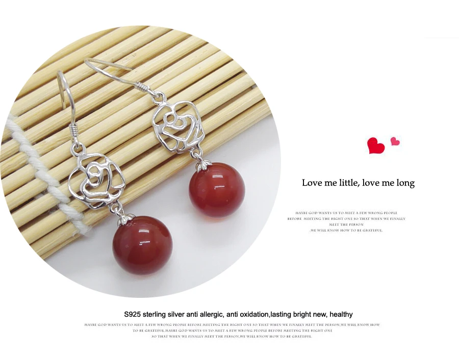 Red Agate Stone Earrings 925 Sterling Silver With 10mm Beads Drop | Украшения и аксессуары
