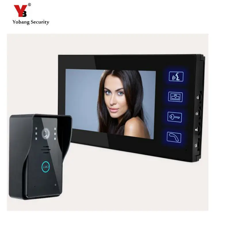 Yobang Security Freeship 7 Inch Intercom Station Night Vision Home House Door Bell Camera Doorbell Phone touch keypad | Безопасность и
