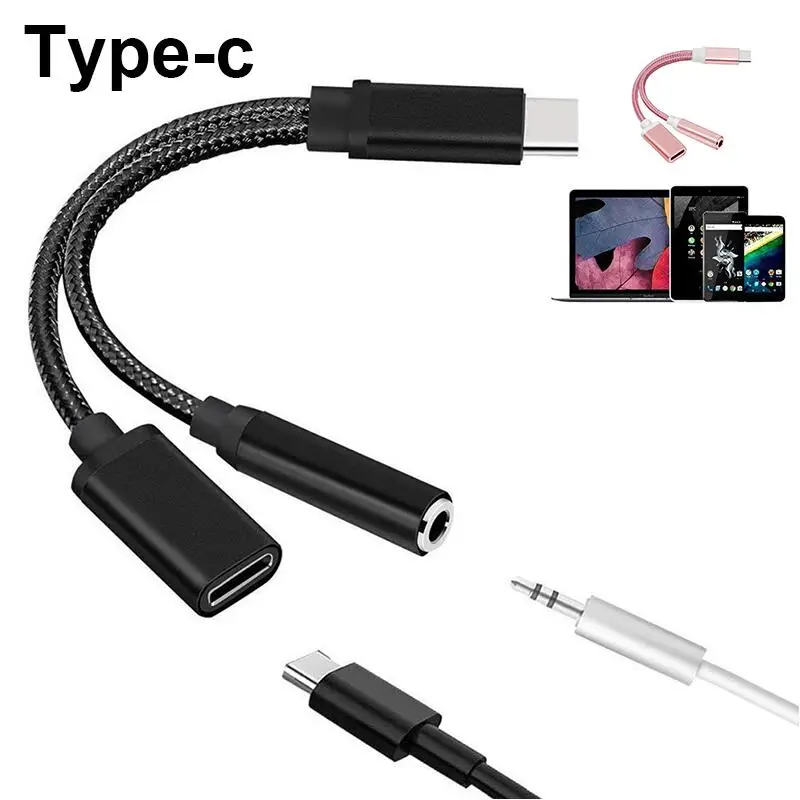 BRSUANG 2 в 1 USB Type C до 3 5 мм разъем для наушников AUX аудио кабель зарядное устройство