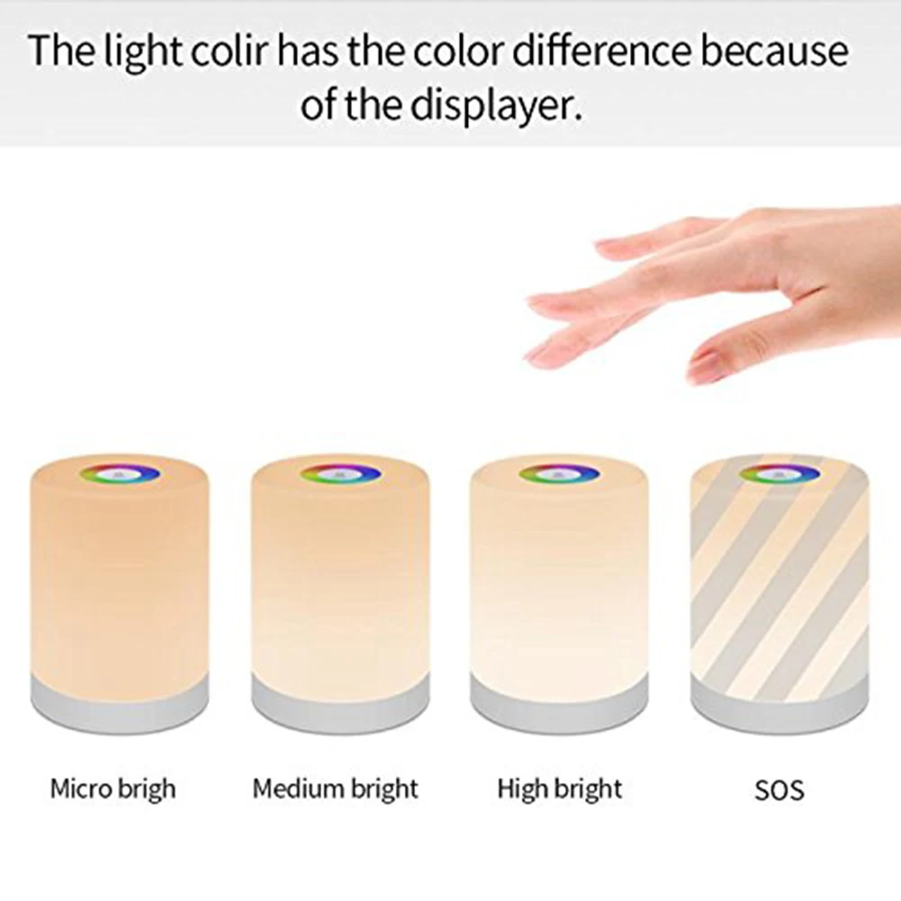 Светодиодный ручной подъемник с регулируемой яркостью, RGB, меняющий цвет, светодиодный ночник с сенсорным управлением, прикроватная настольная лампа