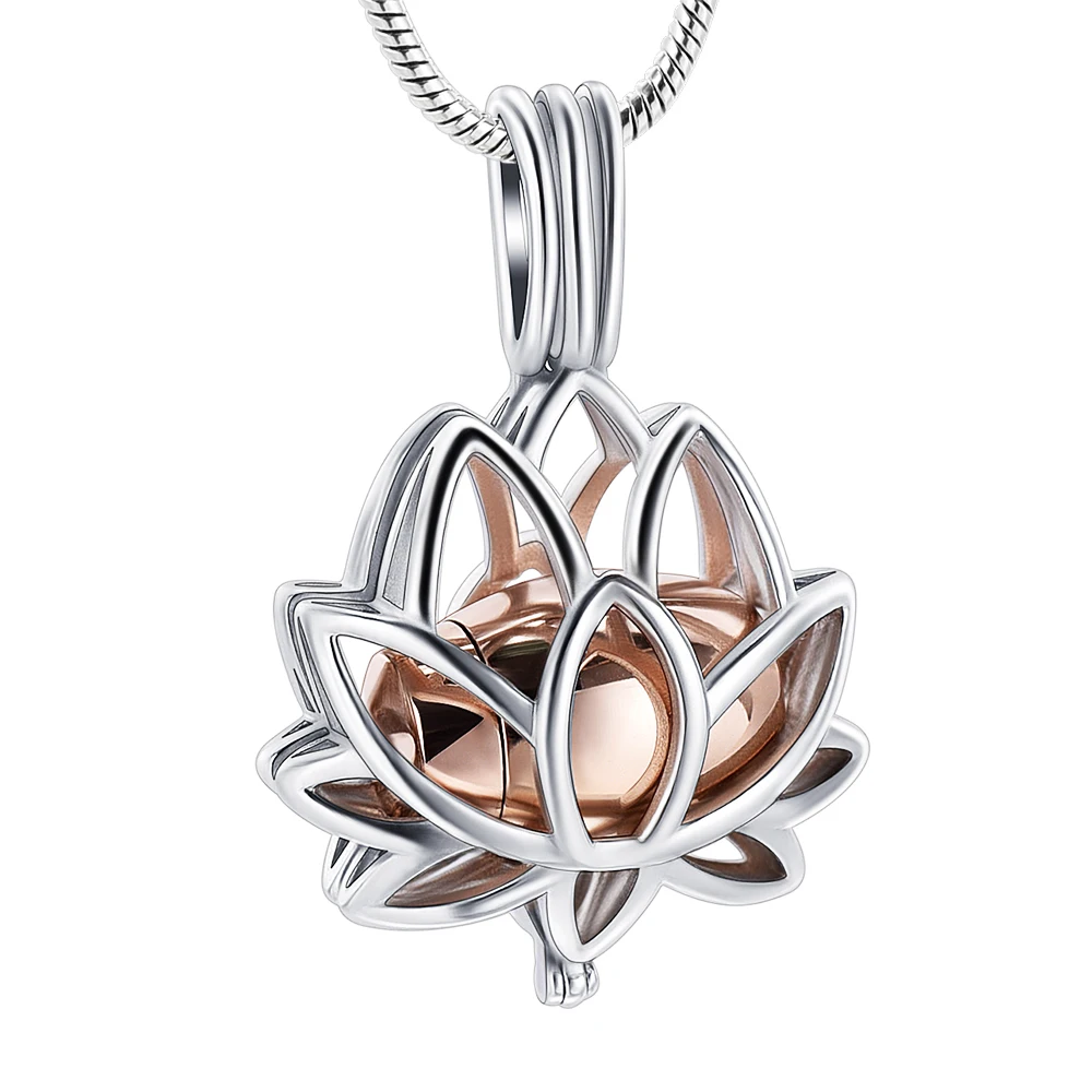 

IJD20001 Stainless Steel Cremation Urns Ashes for Women Lotus Flower Keepsake Locket for Ashes Jewelry