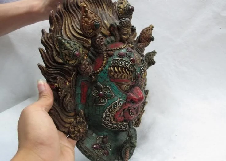 Тибетский Буддизм Деревянный декор бирюзовый коралловые рубин берилл Махакалы