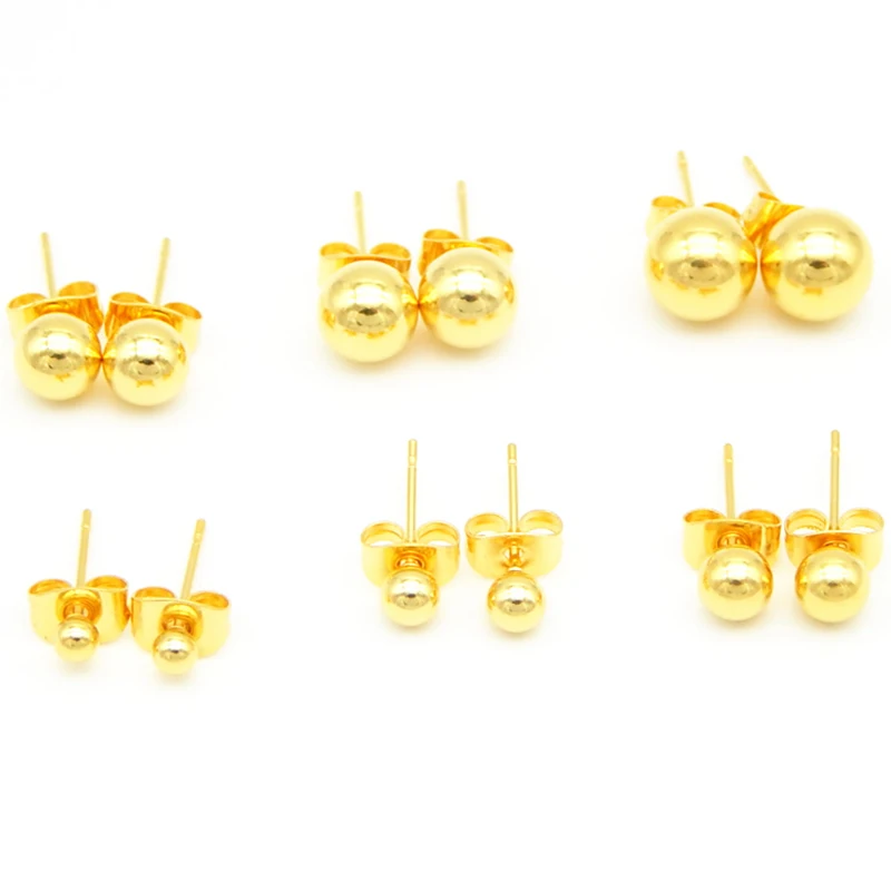Женские серьги гвоздики с шариками из нержавеющей стали 10 шт./лот золотые и