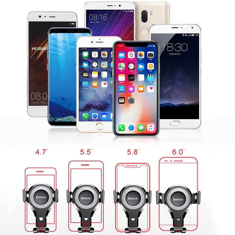 baseus gravity car phone holder for iphone 12 11 huawei samsung car dashboard adjustable phone stand for smartphone 4 6 5 inch free global shipping