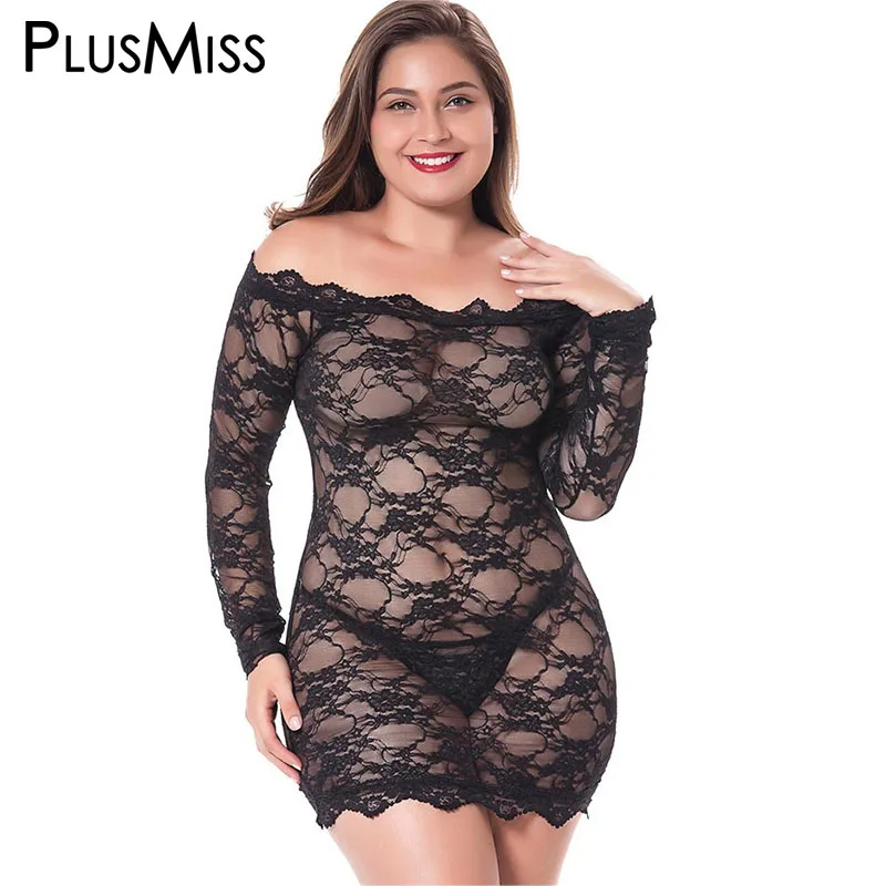 PlusMiss плюс размер сексуальное кружевное белье сорочка Babydoll большой Горячее