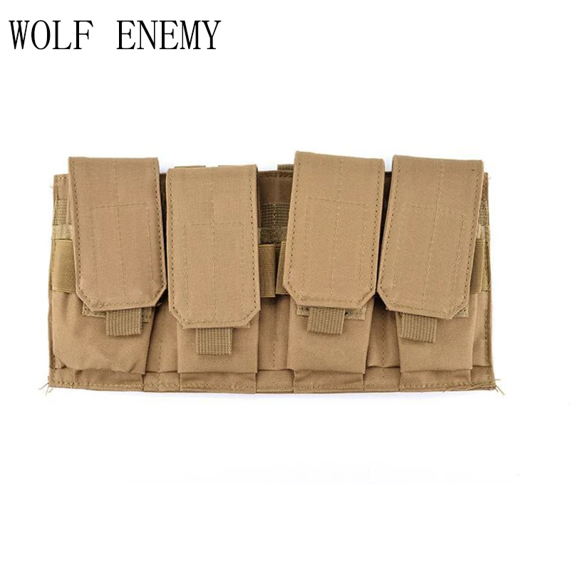 

Tactical Molle Four Magazine Pouch Fask 5.56 .223 Mag Open Top Bag Pack Military Vest Accessory Bag for Paintball Airsoft