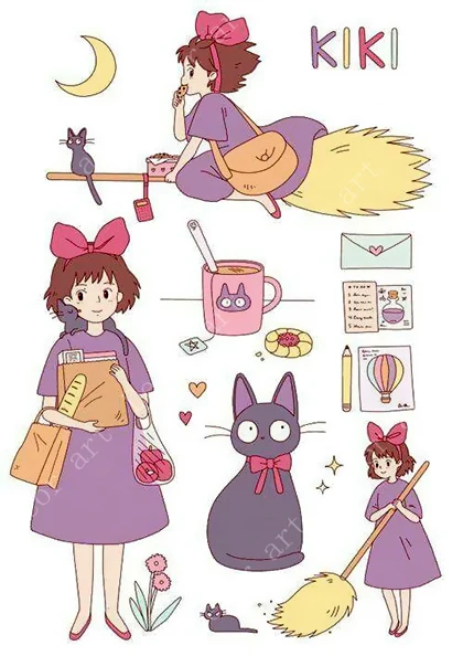 Kiki's Delivery Service Comics Hayao Miyazaki Аниме Холст Картины винтажные крафт постеры покрытые