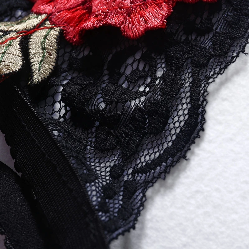 Европейский женский модный цветочный кружевной бюстгальтер с вышивкой и