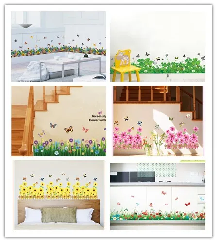 3D трава великолепие талии плинтус наклейки для стены в гостиной домашний декор