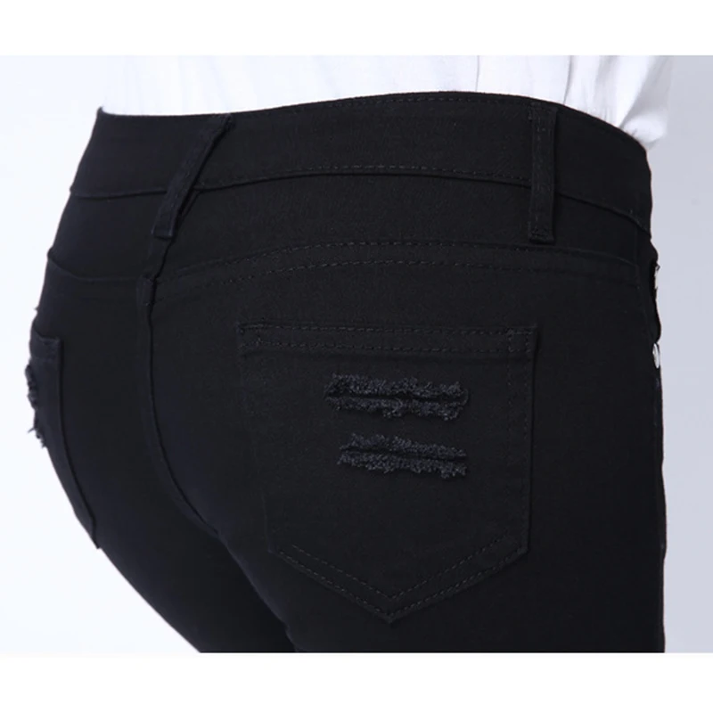 Женские узкие джинсы-карандаш с дырками черные белые | Женская одежда