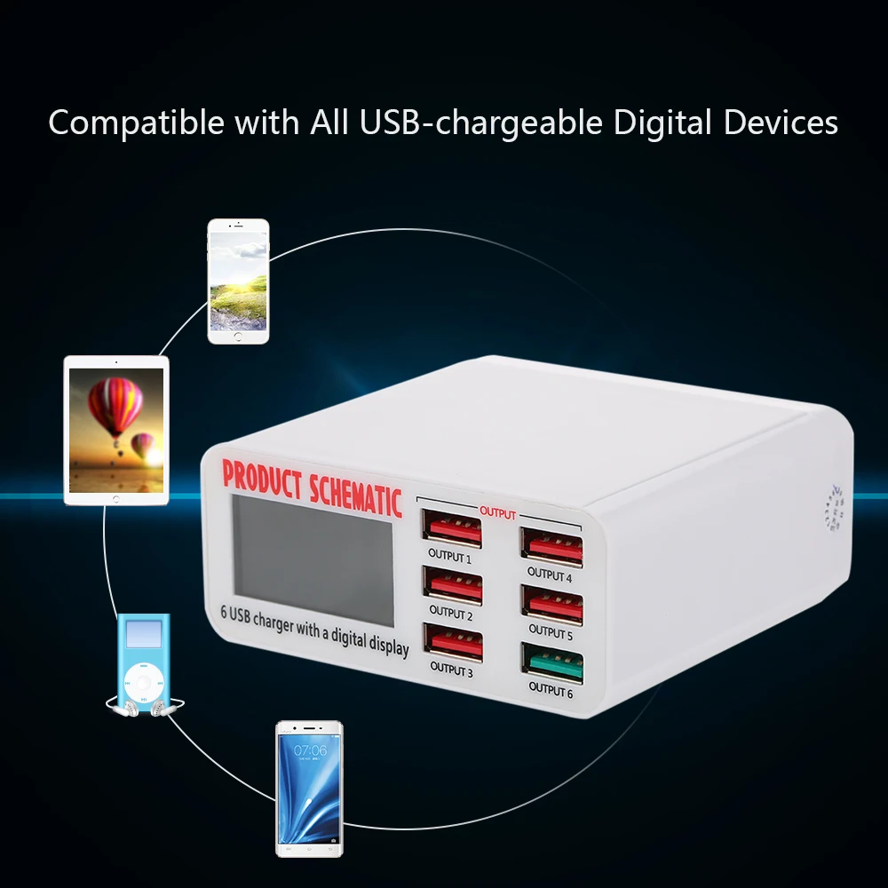 Быстрая зарядка 3 0 6 портов 6A USB концентраторы настольное зарядное устройство