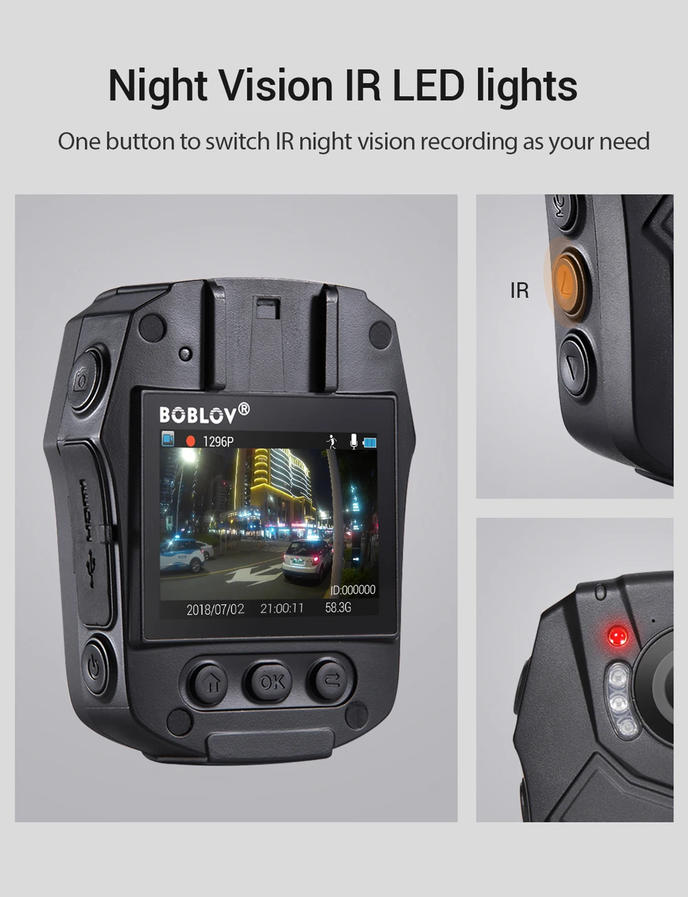 BOBLOV PD50 32GB полицейская камера HD 1296P Politie камера с инфракрасным ночным видением ношеная Policia камера для тела