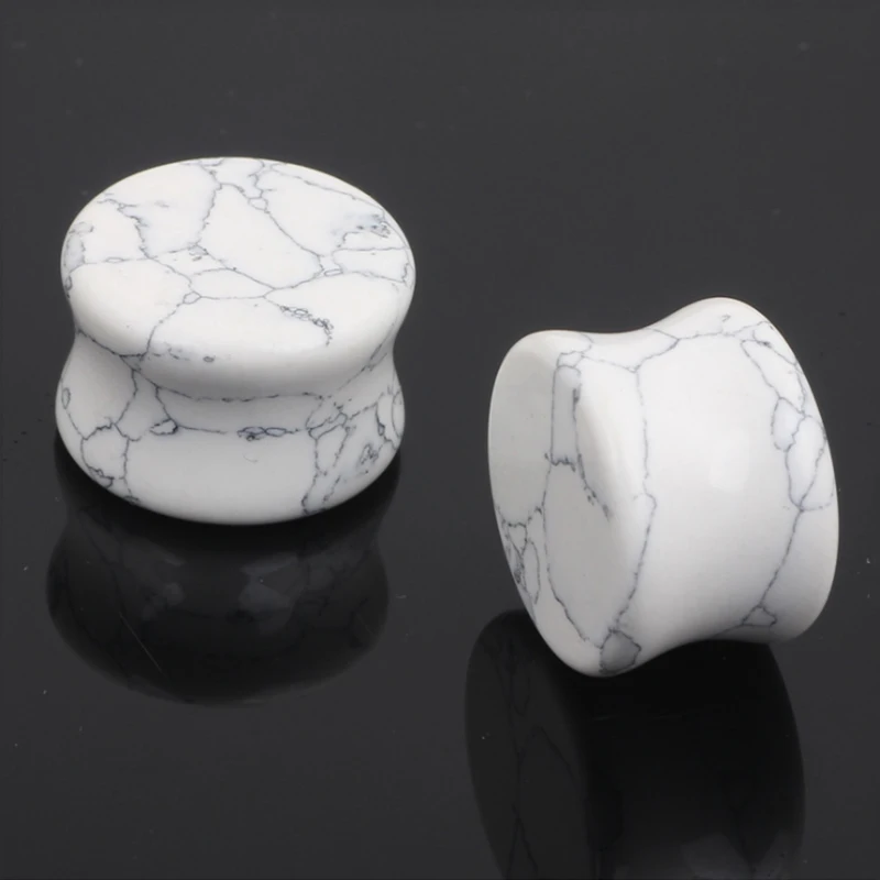 Белый камень Howlite расширитель ушей телесные туннели органический заглушки для