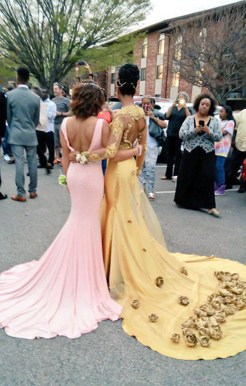 Vestido De Fiesta сексуальное Золотое Платье-Русалка для выпускного цветочное