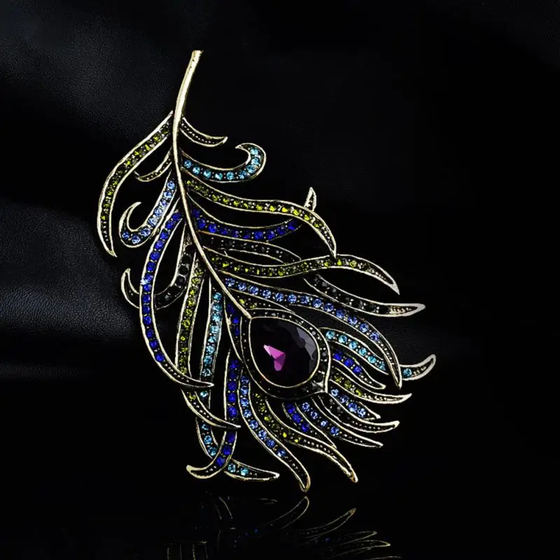 Новое поступление 2018 большие женские винтажные перьевые бронзовые антикварная