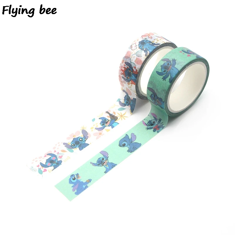 Flyingbee 15 мм X 5 м стежка васи лента бумага DIY декоративная клейкая лента канцелярские Мультяшные маскирующие Ленточные принадлежности X0298