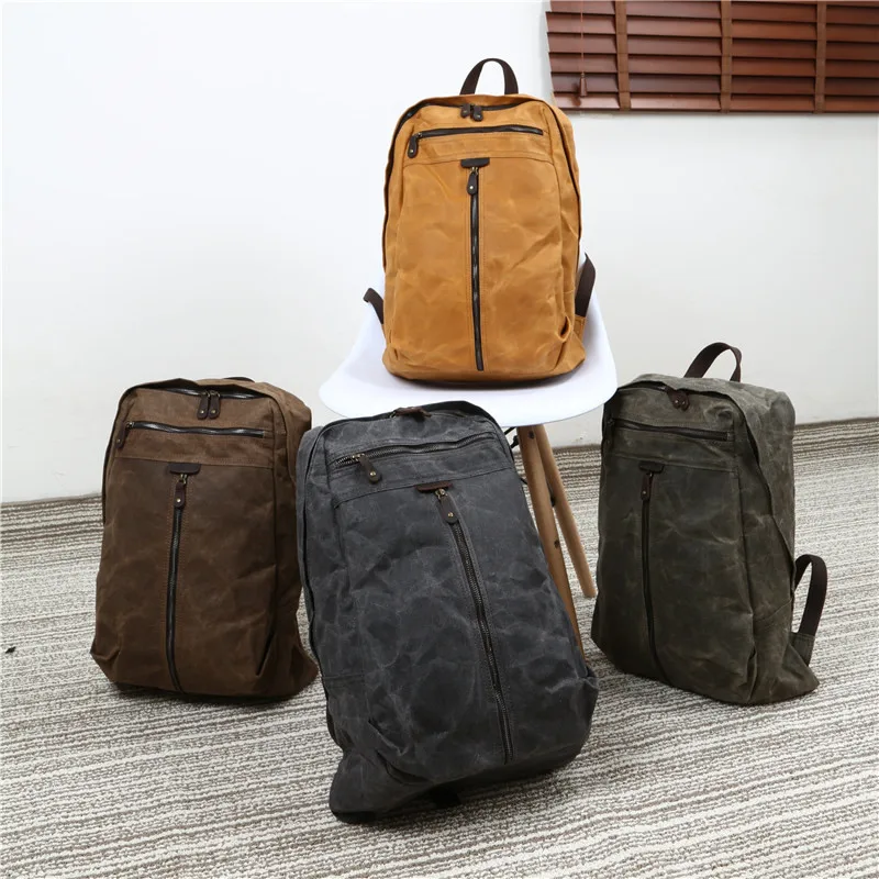 

Nesitu High Quality Vintage Army Green Yellow Coffee Grey Canvas Women Men's Backpack 14'' Laptop Women's Man Travel Bags M5385