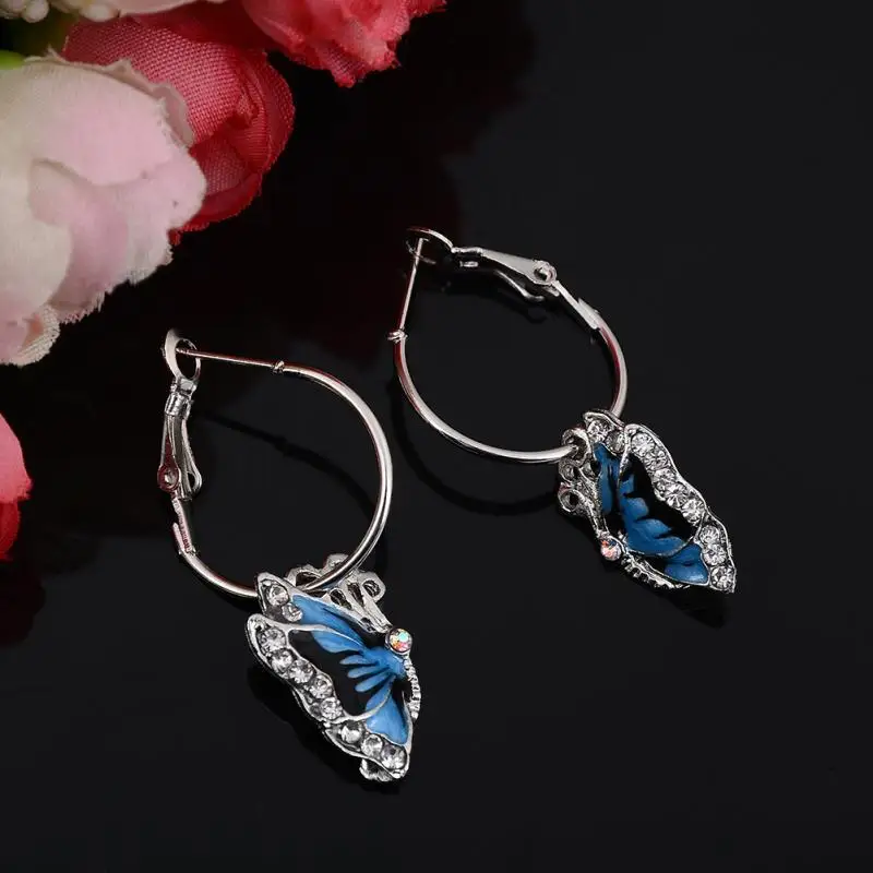 Лидер продаж 2017 года Продаем моды круглые серьги и голубая бабочка леди носить