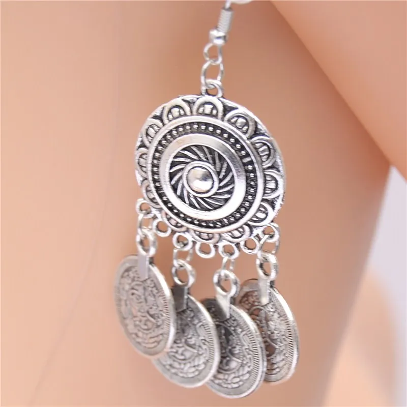 1 пара дворцовые цветы круглые висячие серьги с кисточками и резными монетами