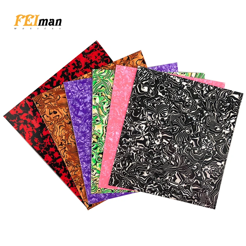 Feiman Celluloid Material Blank Sheet for Acoustic Guitar Pickguard Self Adhesive 24cmx22cm Quality Scratch Plate Multi color