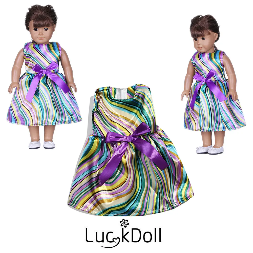 Платье LUCKDOLL без рукавов с бантом для 18-дюймовой американской куклы или 43 см